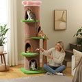 Forest Cat Tree with Flower Condos, Cute Tall Cat Tower with Scratching Posts & Padded Perch, Multi-Level Kitty Activity Center for Indoor Cats, Indoor Jungle Gym Furniture