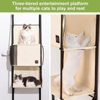 Door Hanging Cat Tree - Hanging Cat Climber 3-Tier Indoor, Door Mounted Collapsible Perch Hammock Bed, Tool-Free Assembly