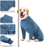 Dog Coats Autumn Winter Jumpsuit for Large Medium Dogs, Warmer Recovery Suit Polar Fleece Dog Bodysuit Lightweight Pajamas Pullover Stretchy Onesie Four-Legged Cold Weather Clothes(7XL, Blue)
