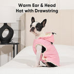 Fleece Lining Dog Hoodie with Harness Built in,Extra Warm Medium Dog Jacket in Winter Doggie Coats with Drawstring Hooded,Light Pink L