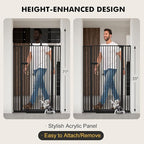 Snagle Paw Extra Tall Cat Gate with Acrylic Top Panel，30-40.6" Wide Adjustable Pet Gates, Pressure Mounted, No-Drill Easy Install,Tall Cat Gate for Doorways,Stairs,Kitchen 71",Black