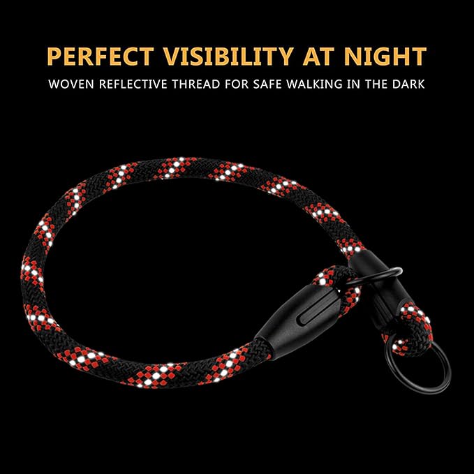 BronzeDog Rope Pro Training Dog Collar Braided No Pull Quick Release Round Lead Collars for Dogs Small Medium Large Puppy (XS - 15.7" Long, Orange)