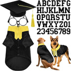 5 Pcs Dog Graduation Costume Set Include 2026 Pet Graduation Gown with Stole Puppy Grad Cap Lensless Glasses DIY Letter Stickers for Dogs Cats Holiday Costume Accessory(Black Yellow,XXL)