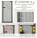 Lumizone Extra Tall Cat Gate 61.02" High Pressure Mounted Extra Wide 2025 New (17 Sizes) 1.37" Gap No Drilling Auto-Close One-Handed Operation Tall Pet Gate for Dogs(Black, 61.02" H x 29.92"-34.24" W)