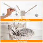 HOOBRO Cat Tree Tower with Litter Box Enclosure for Indoor, Wooden Cat Condo with Scratching Posts, Litter Box Furniture Hidden, All-in-One Cat House, White WT15MZ03