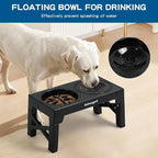 2-in-1 Elevated Slow Feeder Dog Bowls for Food and Water, 5 Heights Adjustable Raised Dog Bowls, Non-Slip, No Spill, for Small Medium Large Dogs and Cats(Black)