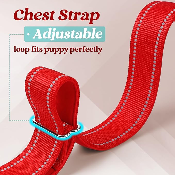 rabbitgoo Dog Harness No Pull, Quick Fit for Large Dogs with Soft Padded Handle, Chest Adjustable Reflective Pet Vest, No Choke Escape Proof for Walking Training, Red XL