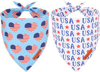 ADOGGYGO 4th of July Dog Bandanas, American Flag Pet Scarf, Multi Size Offered, White Blue Flag Bandana for Extra Large Dogs Pets (X-Large)