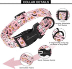 ARING PET Halloween Dog Collars, Cute Pink Pumpkin Ghost Bat Spider Skull Pet Collar with Quick Release Buckle for Small Medium Large Girl Boy Dogs-M