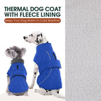 Kuoser Extra Warm Dog Coat, Windproof Cold Weather Dog Jackets for Large Dogs, Thick Fleece Lining Pet Turtleneck Snowsuit Reflective Adjustable Puppy Winter Coat Doggie Snow Jacket Blue, XL
