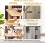 Cat Tree, Wood Cat Tree Tower for Indoor Cats, 60.7" Modern Cat Tower with Sisal-Covered Scratching Posts and Top Perch，Cat Condo with Acrylic Hammock for Small Large Cats