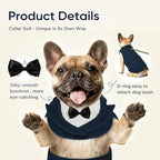 Supet Dog Tuxedo and Bandana Set with Bow Tie, Formal Outfit for Wedding Birthday Party Graduation Valentines, Pet Suit Clothes for Large Medium Small Dogs (Blue, L)