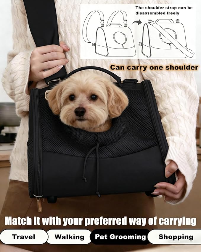 Pet Dog & Cat Chest Carrier Backpack,Adjustable Ventilated Carrier for Small Dogs Cats,Front Facing Puppy Carrier Backpack,Lightweight Doggy Backpack for Travel Hiking Outdoor (Black)