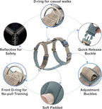 Plutus Pet No Pull Dog Harness, Adjustable Nylon Harness with Soft Padding, Reflective and Heavy Duty Dog Harness for Small, Medium, Large Dogs(Beige, XS)