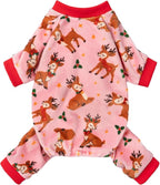 Fitwarm Christmas Reindeer Dog Pajamas, Christmas Clothes for Small Dogs Girl, Holiday Pet Outfit, Pink, Red, Small