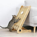32" Sisal L Shaped Cat Scratch Pad with Ball Toy, Wooden Cat Scratching Post for Indoor Cats, 180° Angles Cat Scratcher for Indoor Cats, Durable Modern Cat Scratching Boards