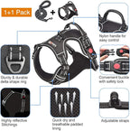 No Pull Dog Harness Adjustable Reflective Oxford Easy Control Medium Large Dog Harness with A Free Heavy Duty 5ft Dog Leash