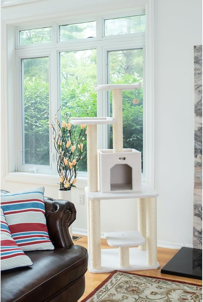 Cat Tree - Beauty, 5-Level Condo & Perches, Ivory, 28"x27"x62"