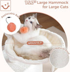Flower Cat Tree with Large Hammock & Large Cat Scratching Post with Big Perch Double The Fun, Double The Comfort