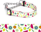 Martingale Dog Collar - Stainless Steel Chain, No Pull Training Collar with Flower Design for Large Medium Small Dogs (3, S)