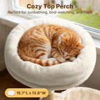 Veehoo Wood Cat Tree, Aesthetic Modern Cat Tree Tower with Scratching Posts, Luxury Cat Condo with Large Hammock and Soft Plush Perch for Indoor Cats