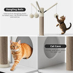 Modern Multi-Level Wooden Cat Tree with Litter Box Enclosure, Cat Tower with Litter Box Enclosure & Condo, Sisal Scratching Posts, Soft Perch and Toys for Indoor Cats, White Box & White Trees