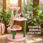 Cat Tree for Large Cats, Modern Senior Friendly 40'' Cat Tower with Wide Shelves, Scratching Posts, Super Sturdy Base, Cozy Perches, and Interactive Toys for Indoor Kittens (Pink)