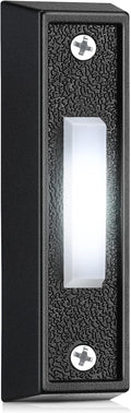 Saillong 1 Piece Lighted Doorbell Button, Wall Mounted Garage Door Opener Switch with LED Light Compatible with Most Wire Doorbell Chimes, Transformer, Ringer, Buzzers (Black,White Light)