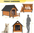 Dog House Outdoor Waterproof Dog Kennel for Small to Medium Size Dogs Doghouse Puppy Shelter with Elevated Floor for Winter (Brown-A, Medium)