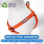 Pawtitas Recycled Reflective Step-in Dog Harness – Adjustable No-Pull Vest for Puppies to Seniors, Safe & Comfortable XS Orange