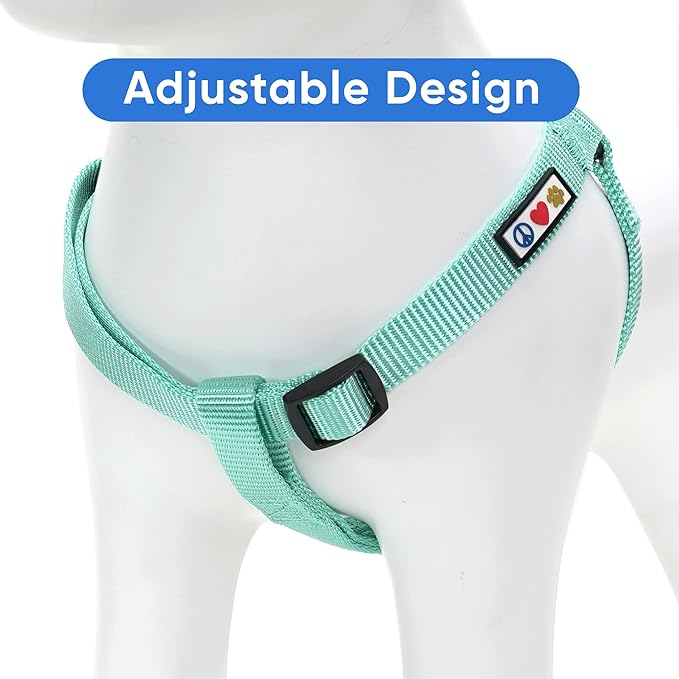 Pawtitas Solid Step-in Dog Harness – Adjustable No-Pull Vest for Puppies to Seniors, Safe & Comfortable M Teal