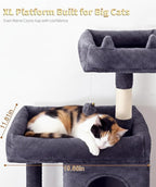68 Inches Heavy Duty Cat Tree for Indoor Cat, Big Cat Tower with Sisal Scratching Posts and Top Perch, Large Platform for Adult Cats, PMT02DG, Dark Grey