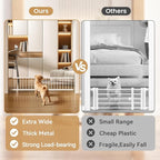 Dog Gate - 18"-45" Adjustable Extra Wide Metal Baby Gate to Step Over, 10" Tall Small Pet Gate with 3 Extension Kits, Pressure Mounted for Doorways & Stairs