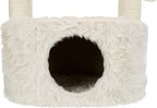 TRIXIE Baza Grande Cat Scratching Post 23,6 Inch - with Durable Sisal Rope and with Fluffy Hammock, Dangling Cat Toy & Cuddly Cat Cave - in Cream