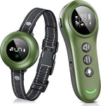 2-in-1 Dog Shock Collar & Dog Bark Collar - Smart Anti Barking Dog Training Collar with 5 Adjustable Sensitivity & 3300FT Remote for All Breeds IP67 Waterproof Rechargeable E-Collar (Green)