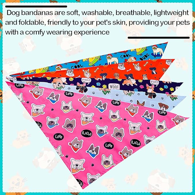 33Inch10PCS Big Dog Bandanas Paw Print for Large Extra Large XL Breed Dog Triangle Bibs Head Scarves for Boys and Girls Grooming Accessories Costume