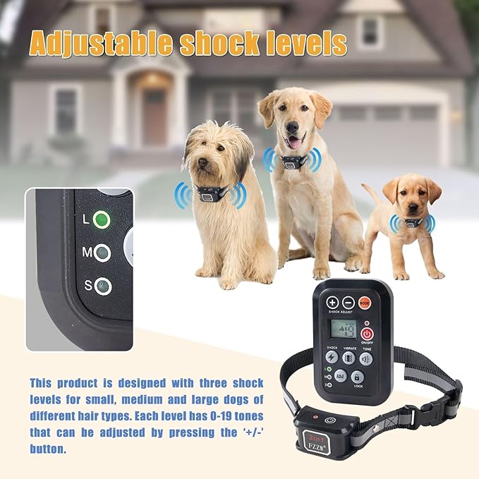 DOTSTAR Dog Training Pet Collar Anti Barking Electric Collar 2 in 1 System, Dual Independent Automatically Switch System, Anti Barking Dog Training Device, Waterproof Rechargeable Dog Collar