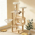 Cat Tree, 54 Inch Wooden Cat Tower with Scratching Postfor for Large Cats, Multi-Level Tall Cat Tower with Cat Condo, Hammock, Space Capsule and Top Bed for Indoor Cats