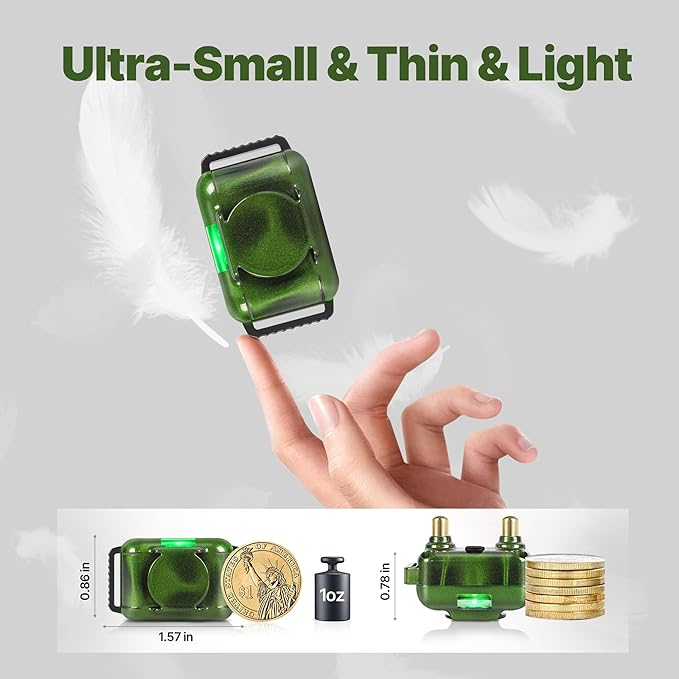 Ultra Small Shock Collar for Small Dogs, Dog Training Collar with Remote for Small Dogs 5-15lbs & Medium Large Dogs, Rechargeable, 2000ft Range, Collar with Beep, Vibration, Safe Shock,Green