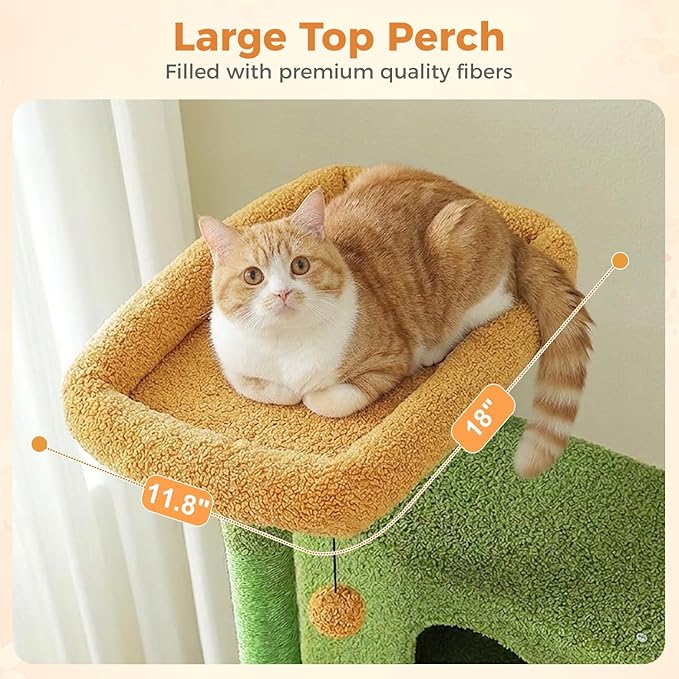 71” Cactus Cat Tree for Large Cats, Extra Stable Tall Cat Tower with Oversized Hammock, 2 Condos, Sisal Scratching Posts, Vertical Multi-Level Cat Tree for Indoor Multi-Cat Homes