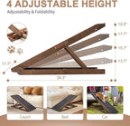 SLSY Dog Ramp for Bed, Couch & Car, Foldable Pet Ramp for Small Dogs and Cats, 4 Adjustable Heights 13.7''–19.6", Portable Stable Wooden Pet Steps with Non-Slip Pad for Sofa or Stairs