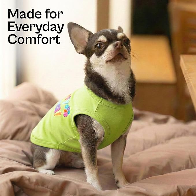 Parisian Pet Dog Shirt – 100% Cotton Shirts for Medium Dogs – Sleeveless Puppy Clothes – Lightweight Party Animal Dog Apparel – Breathable Dogs Clothes - Stretchy Pet T Shirts