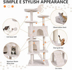Cat Tree for Indoor Cats, Multi-Level Cat Tower with Scratching Posts & Cozy Condo, Space Saving Cat Activity Center, Durable Pet Play House (54in,Beige)