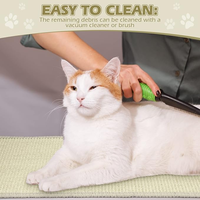 Riakrum Cat Scratch Pad, 2 Pack 32 x 16 Inches Sisal Mat, Natural Fabric Cat Pad, Horizontal Scratching Mat Protector for Furniture, Sofa and Wall (Beige)