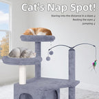 Big Cat Tree, Cat Tower with Multi-Level Condo, Hammocks, Rotating Toy (Grey, 63.4'')
