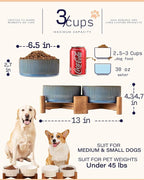 Getstar Ceramic Dog Bowls Set with Acacia Wood Stand, 3.5 Cups Pet Bowls Set of 2 for Medium Dogs, Cute Dog Food Bowl, Cat Bowls