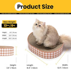 Oval Cat Scratcher Bed, 2-in-1 Cat Scratching Board, Natural Corrugated Cardboard Scratch Pad Lounge, Sealed Base Traps Debris,No Assembly Kitty Furniture,Stylish Colors Blends Any Home Decor