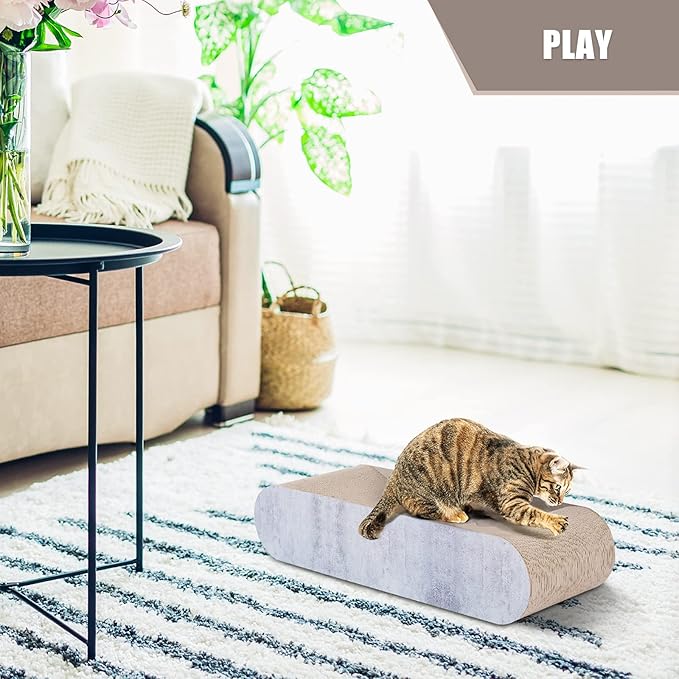FluffyDream 2 in 1 Cat Scratcher Cardboard Lounge Bed, Cat Scratching Post, Durable Board Pads Prevents Furniture Damage,Large (Reversible Grey)
