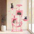 Cat Tree 60.63 inches Cat Tower for Indoor Cats, Multi-Level Cat Condo Furniture with Scratching Posts, Plush Perches, Activity Center with Cozy Basket & Hammock for Cats (Pink)