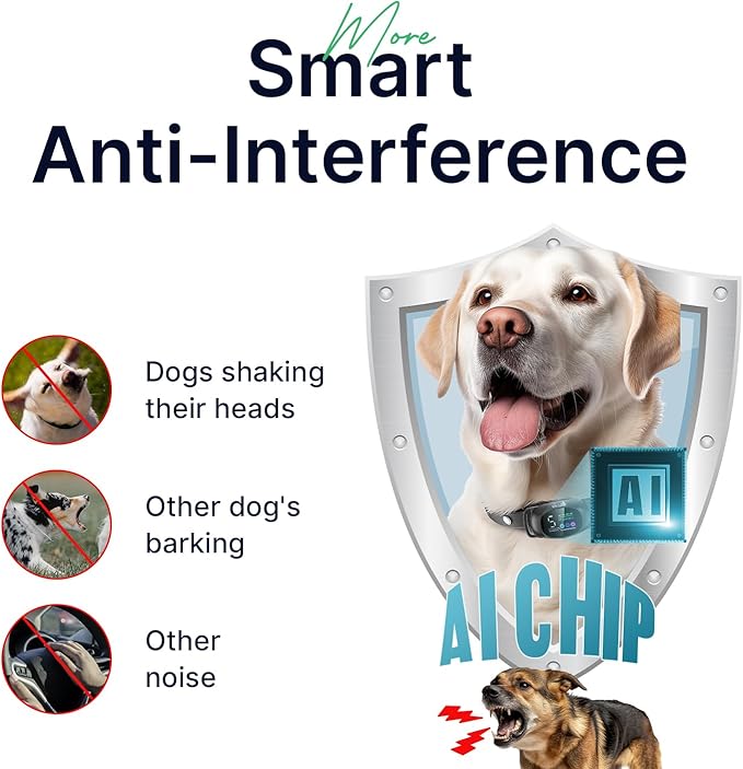 My Pet Command 2-1 Dog Bark Collar with 300Ft Fob Remote Tag. Smart AI Anti Barking Training Rechargeable 5 Sensitivity Levels, Beep Vibration, Shock (Optional). L,M,S Dogs Waterproof 2 Collar Kit